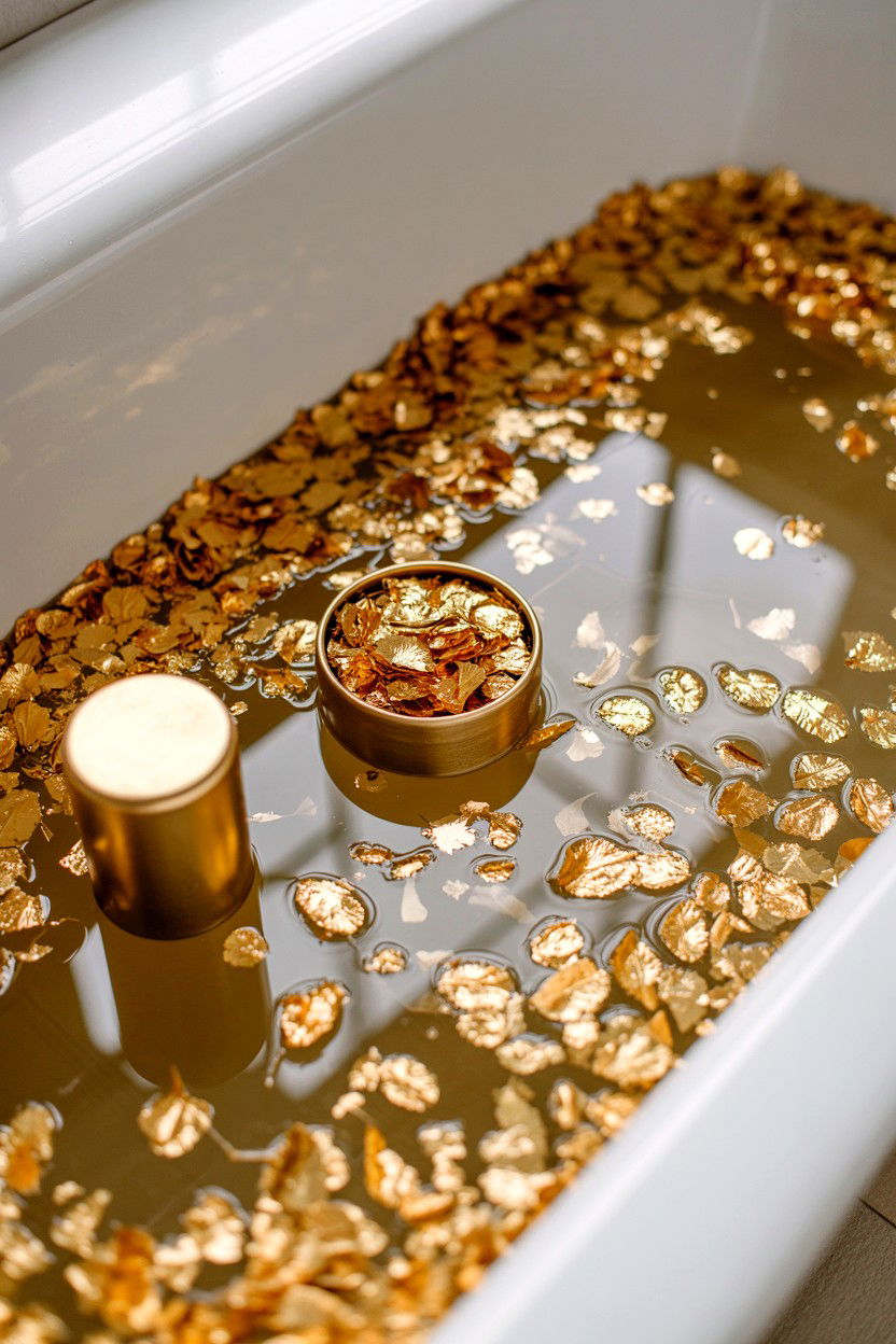 Gold Leaf Bath Soak - 25 Valentine's Day Bath Soak Ideas
