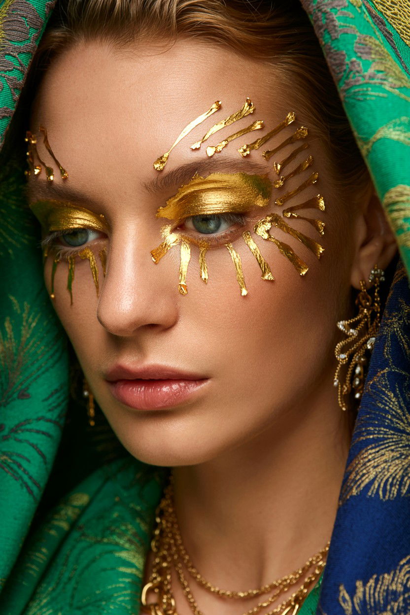 Gold Leaf Eye Accents - 25 Glitter Valentine's Day Makeup Looks