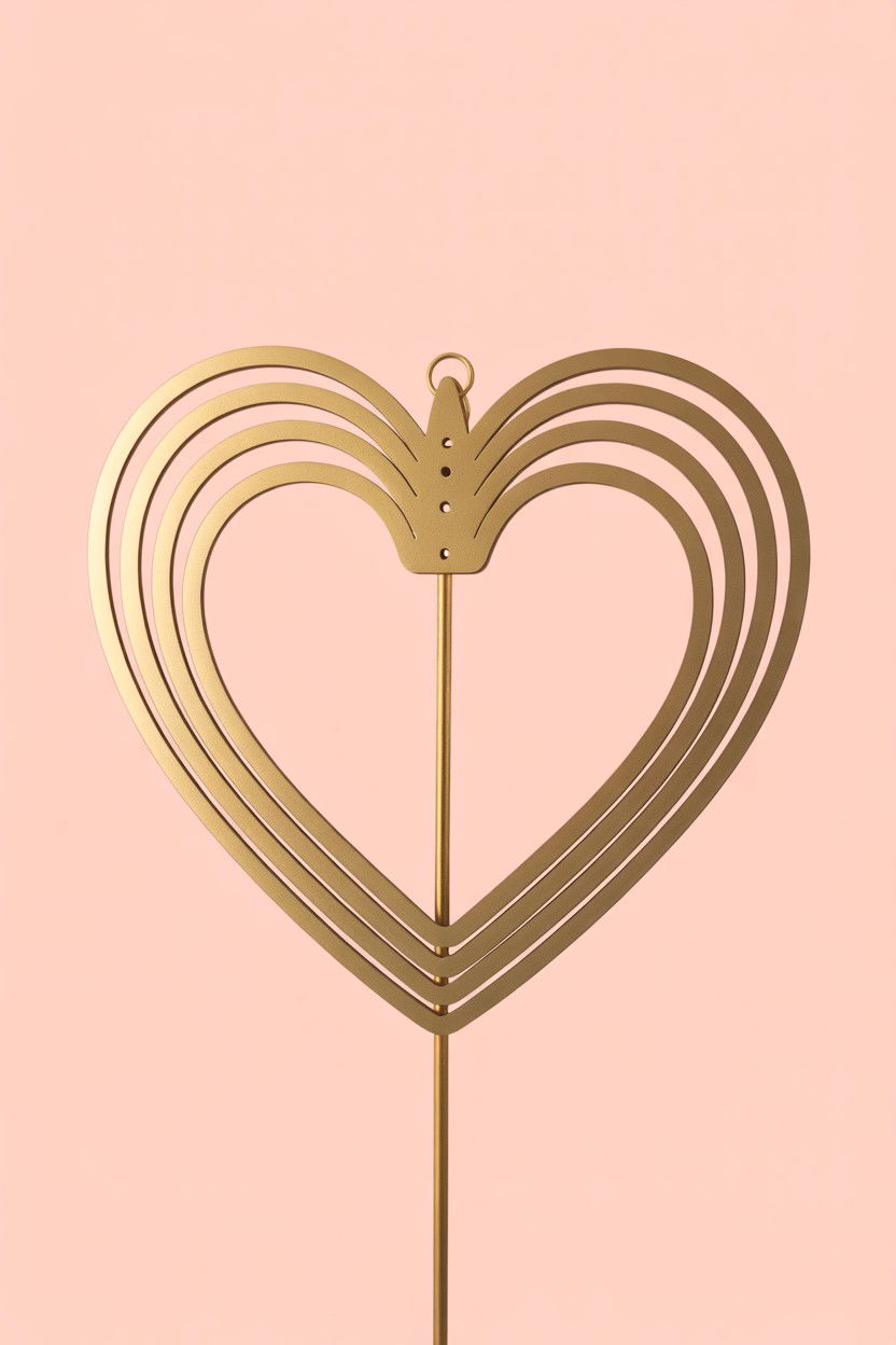 Gold Leaf Heart Spinner - 25 Valentine's Day Wind Spinner Ideas