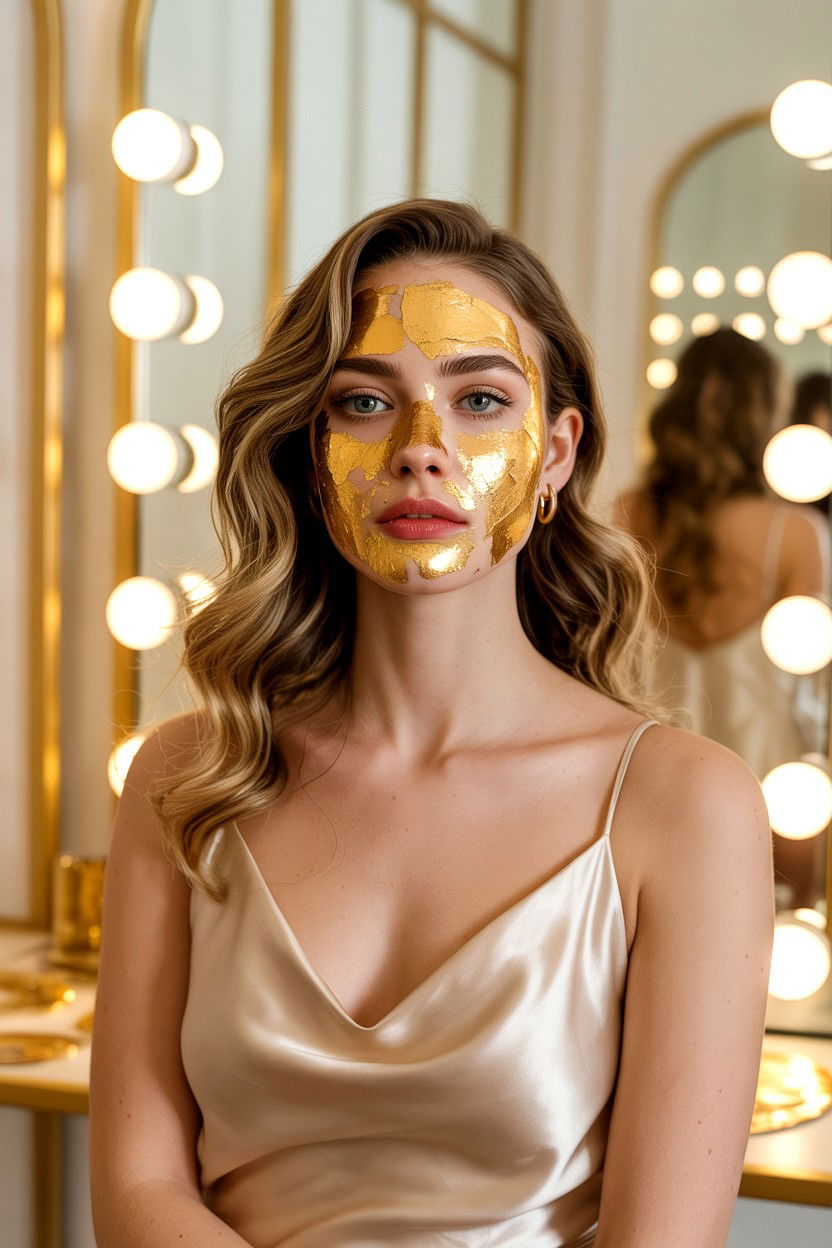Gold Leaf Mask - 25 Valentine's Day Face Mask Ideas