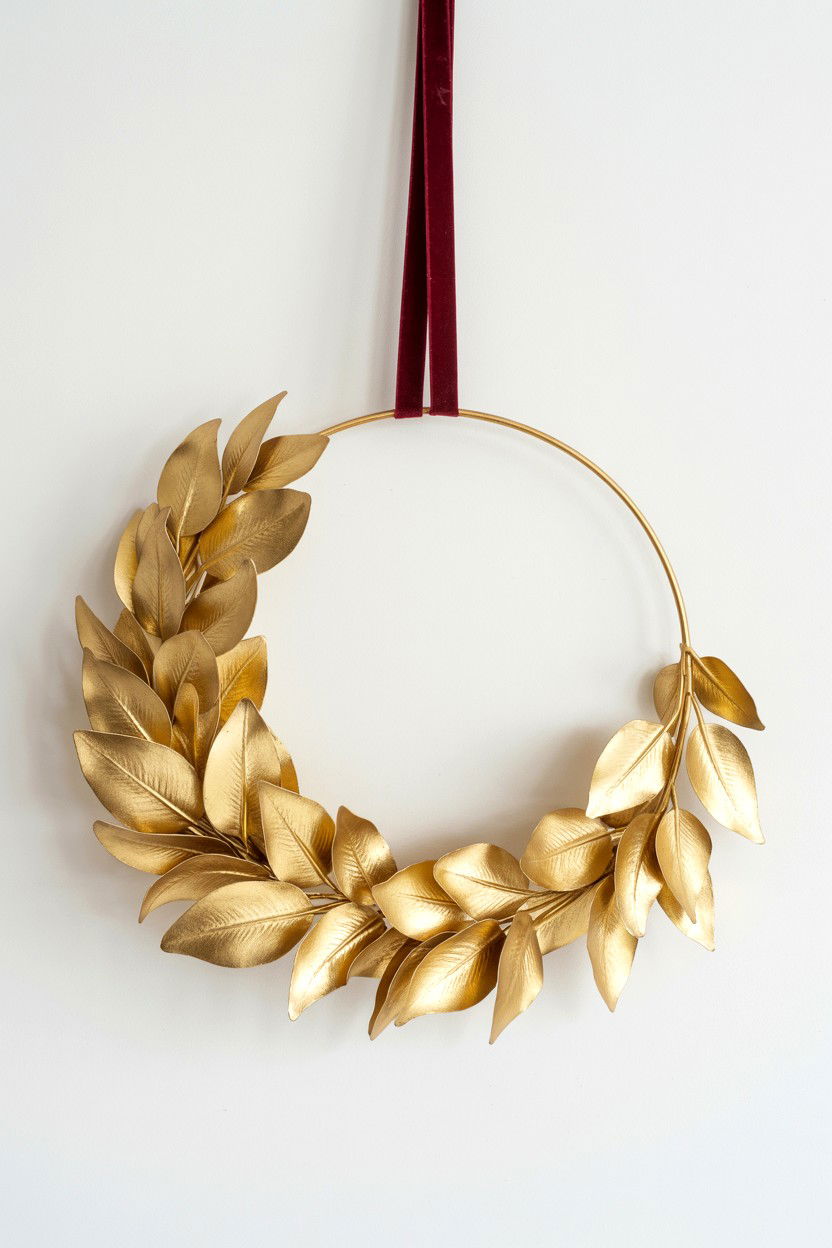Gold Leaf Wreath - 25 Valentine's Day Wreath Ideas