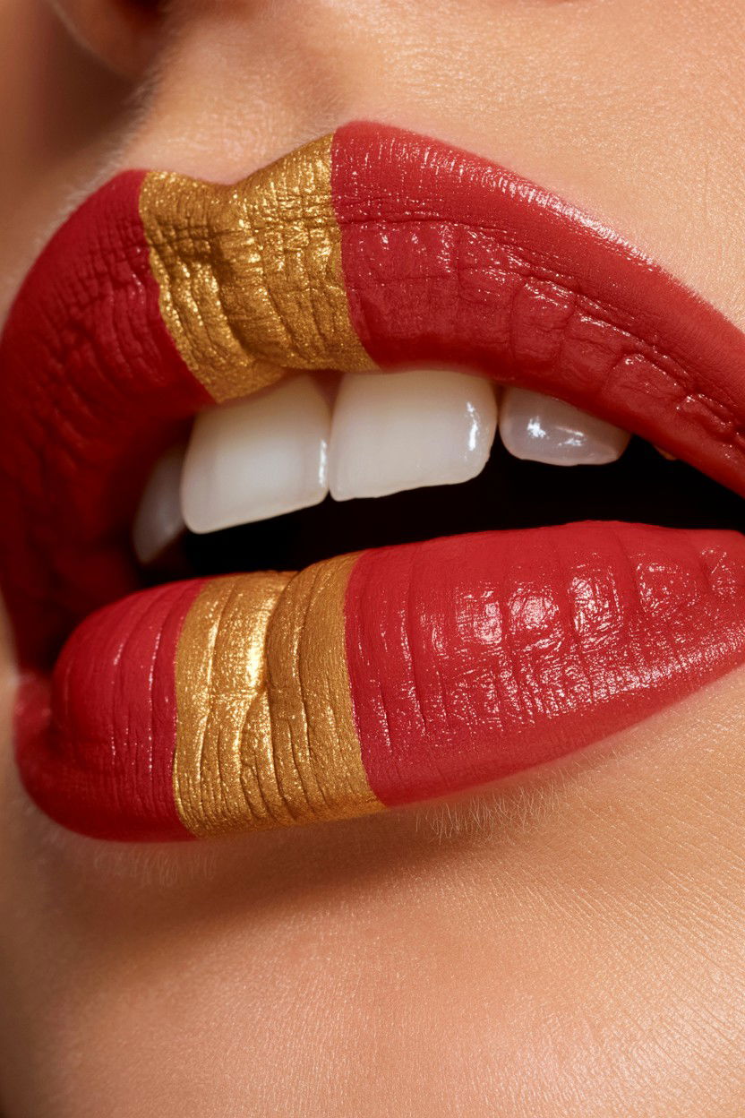 Gold Lip Detail - 25 Valentine's Day Lip Looks