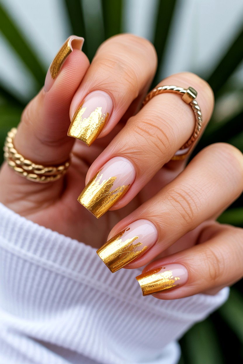 Gold Ombre Nails - 25 Ombre Valentine's Day Nail Ideas