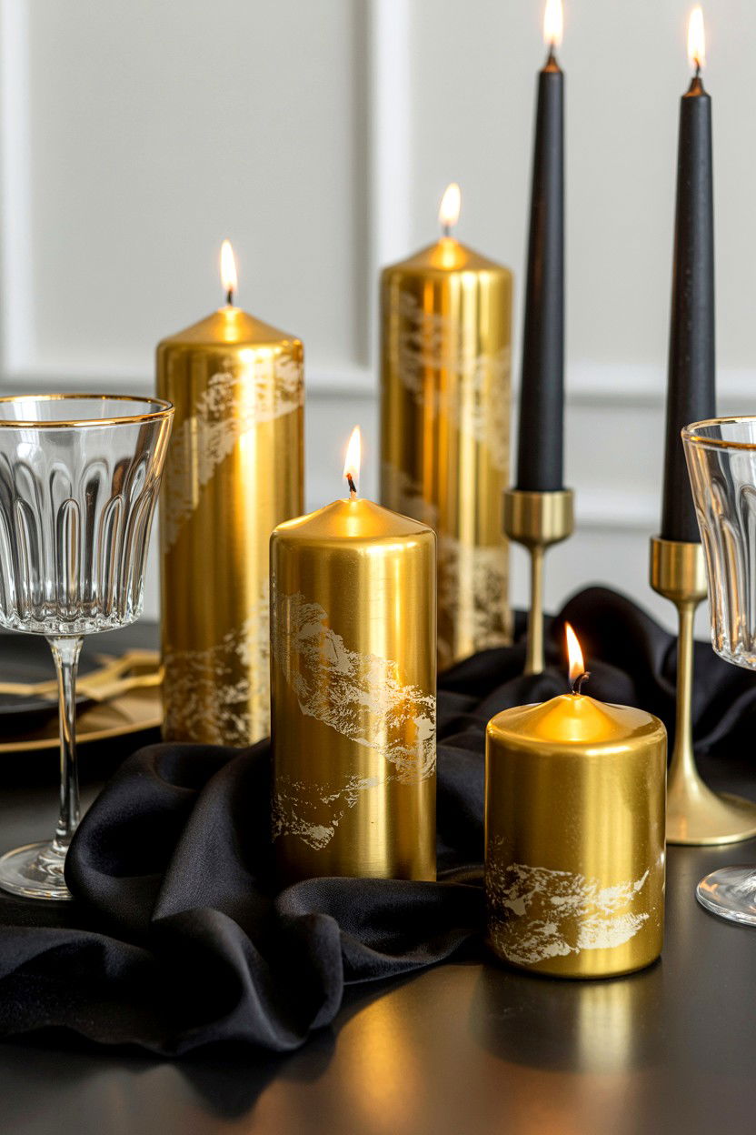 Gold Pillar Candles - 25 Valentine's Day Pillar Candle Ideas