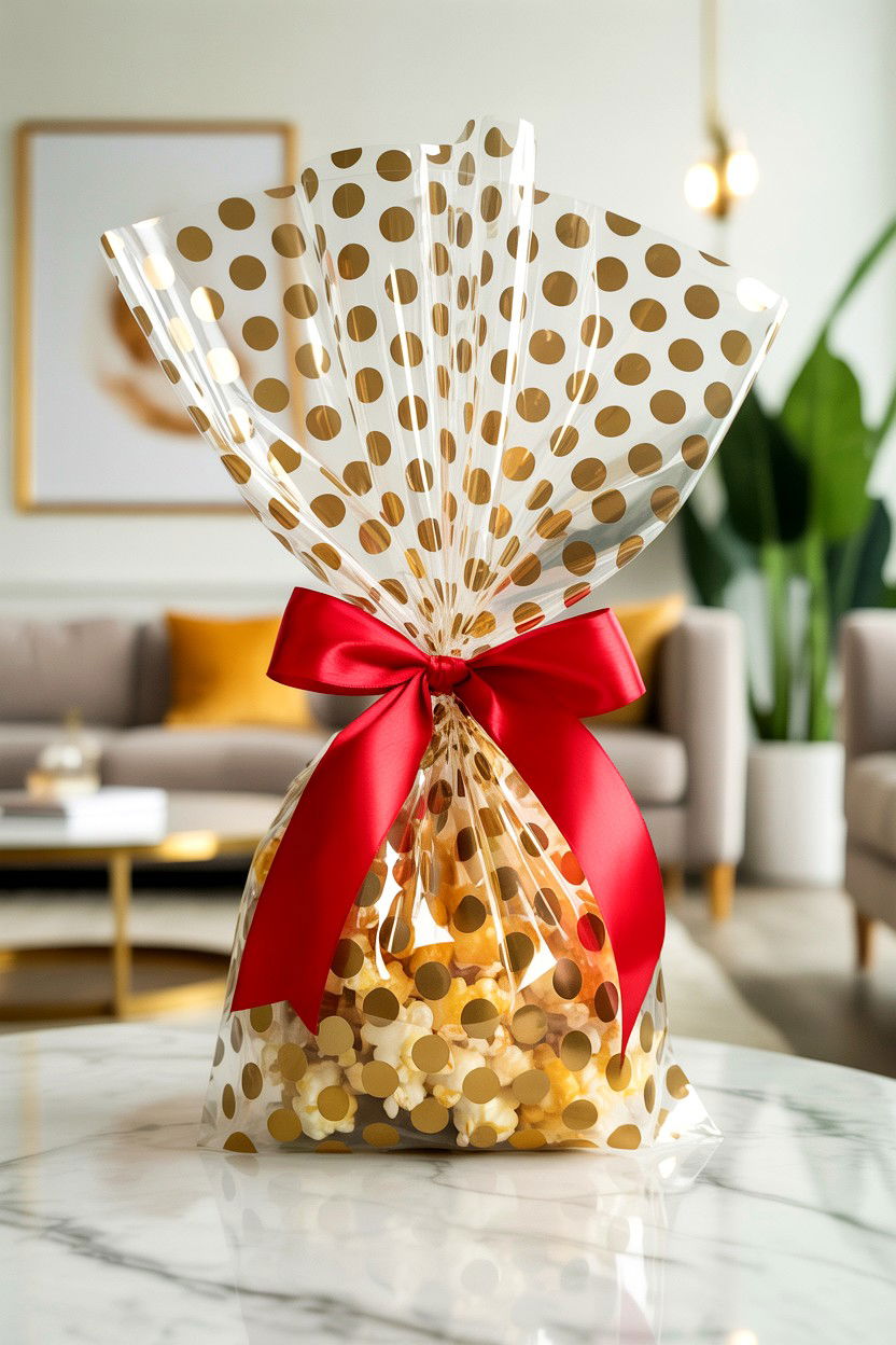 Gold Polka Dot Cellophane - 25 Valentine's Day Cellophane Bag Ideas