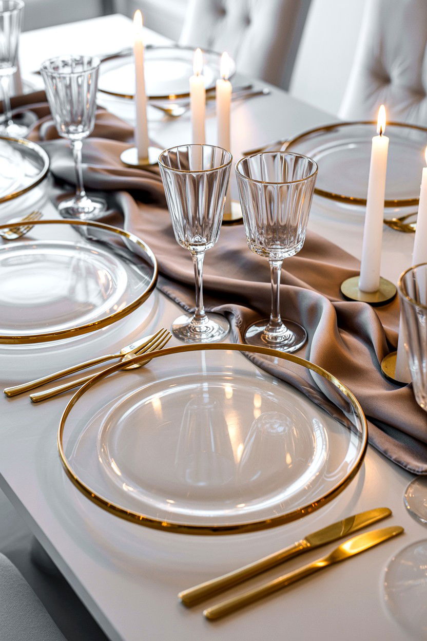 Gold Rimmed Glass Charger - 25 Valentine's Day Charger Plate Ideas