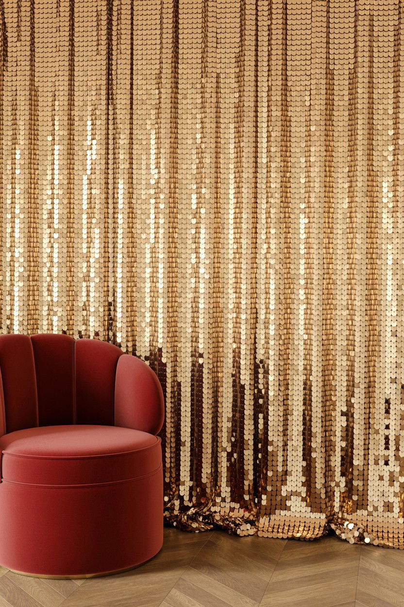 Gold Sequin Curtain - 25 Valentine's Day Party Backdrop Ideas