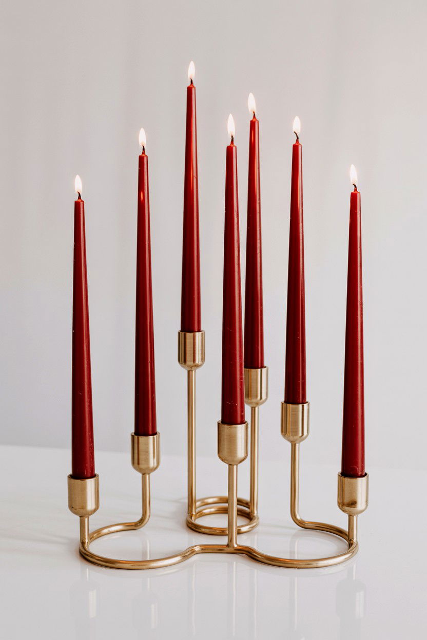 Gold Taper Candle Holder Set - 25 Valentine's Day Taper Candle Ideas