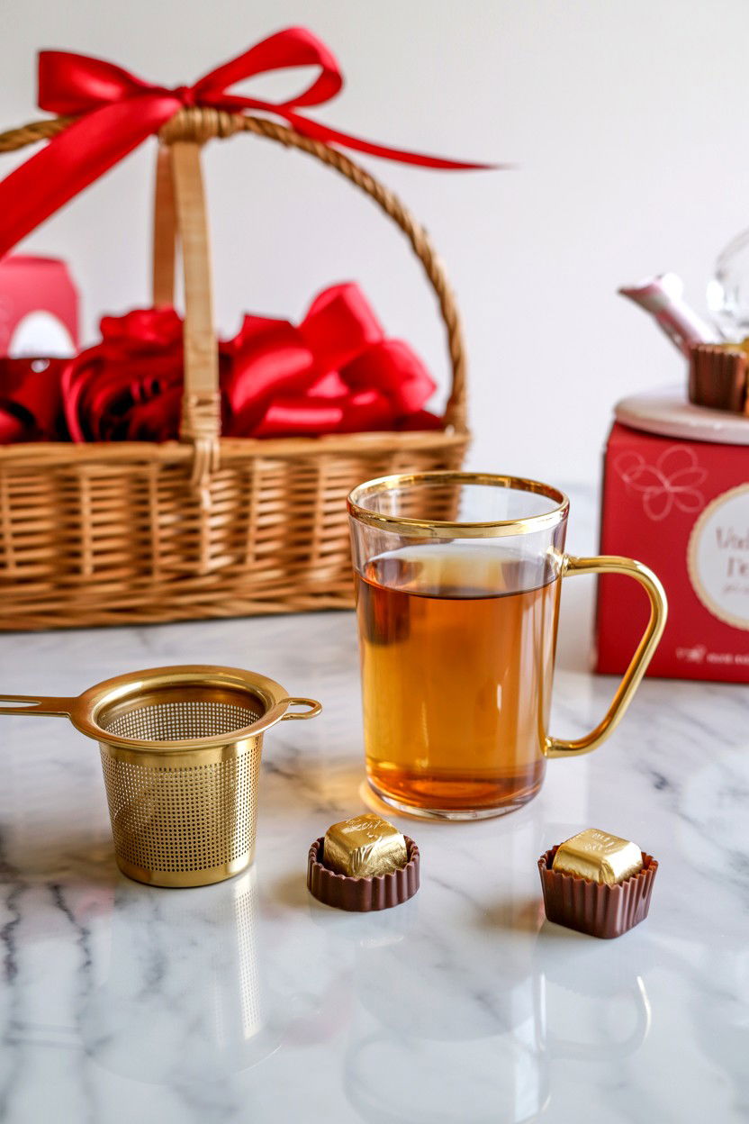 Gold Tea Accessory Set - 25 Valentine's Day Tea Gift Basket Ideas