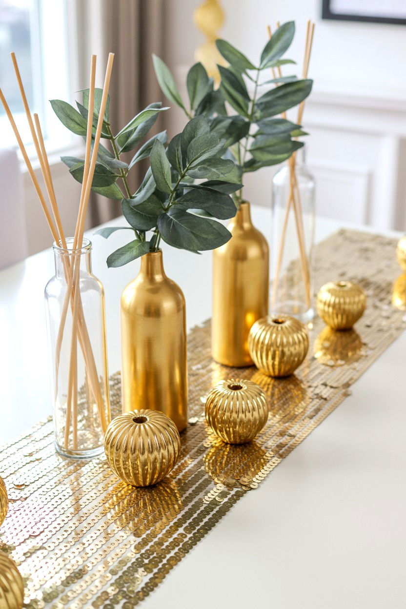 Gold accent table decor - 25 Valentine's Day Centerpiece Ideas