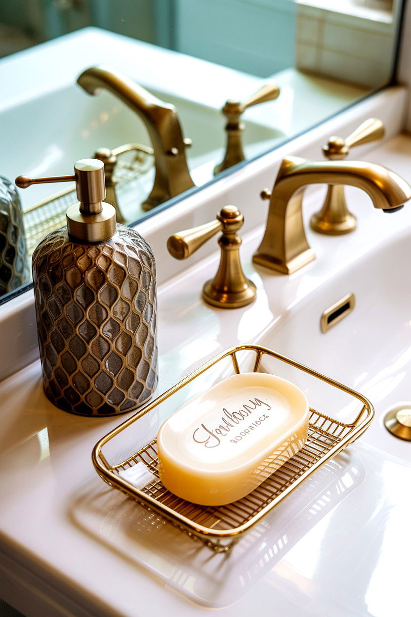 Gold bathroom accents - 25 Valentine's Day Candle Lit Bath Ideas