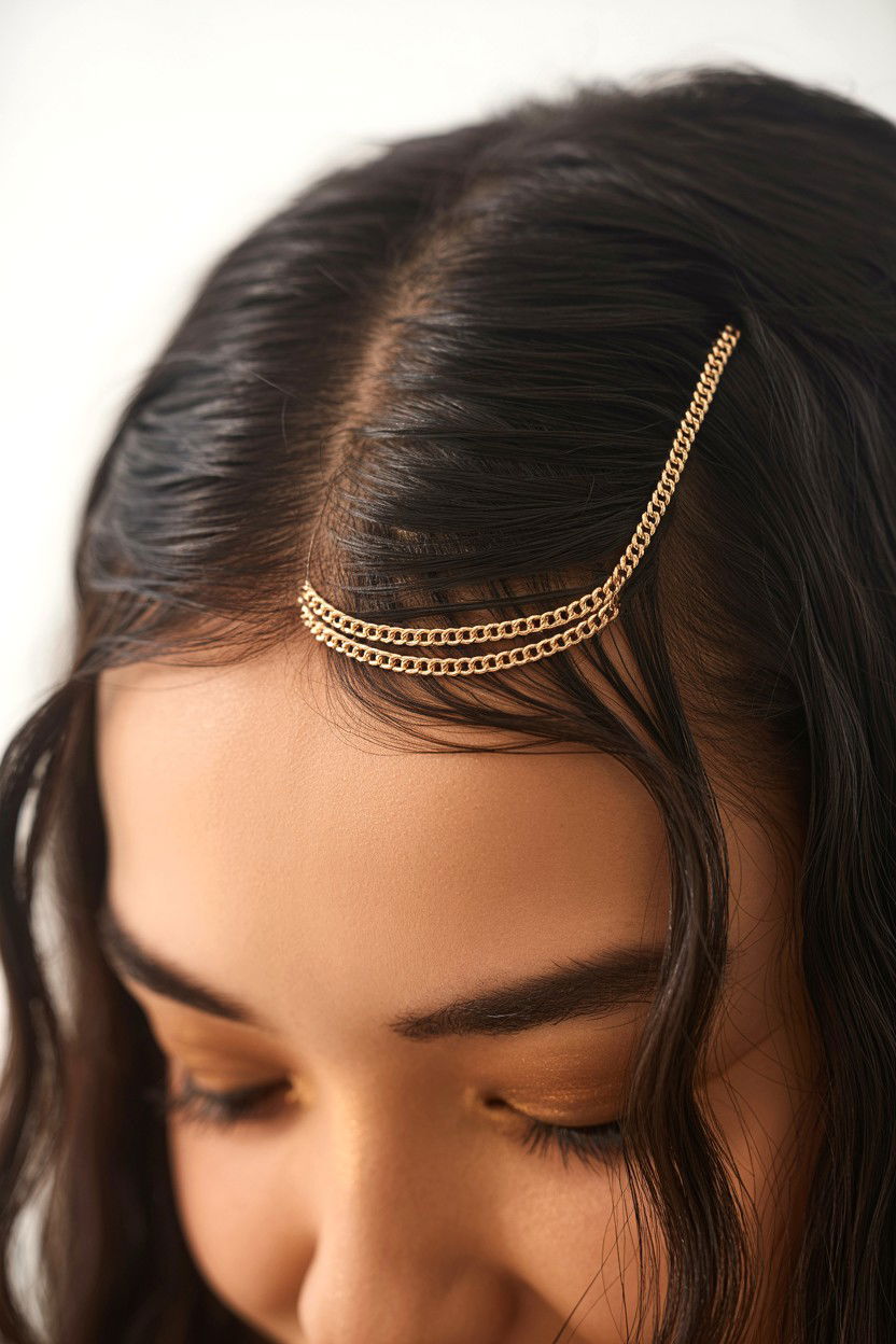 Gold chain hair weave - 25 Valentine's Day Straight Hair Ideas