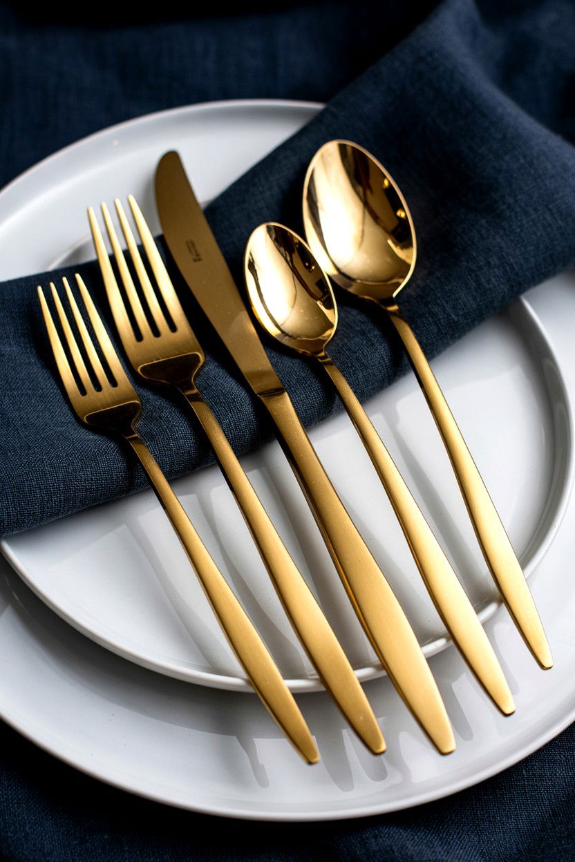 Gold flatware sets - 25 Elegant Valentine's Day Table Ideas