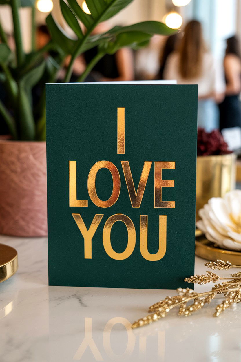 Gold foil accent card - 25 Aesthetic Valentine's Day Card Ideas