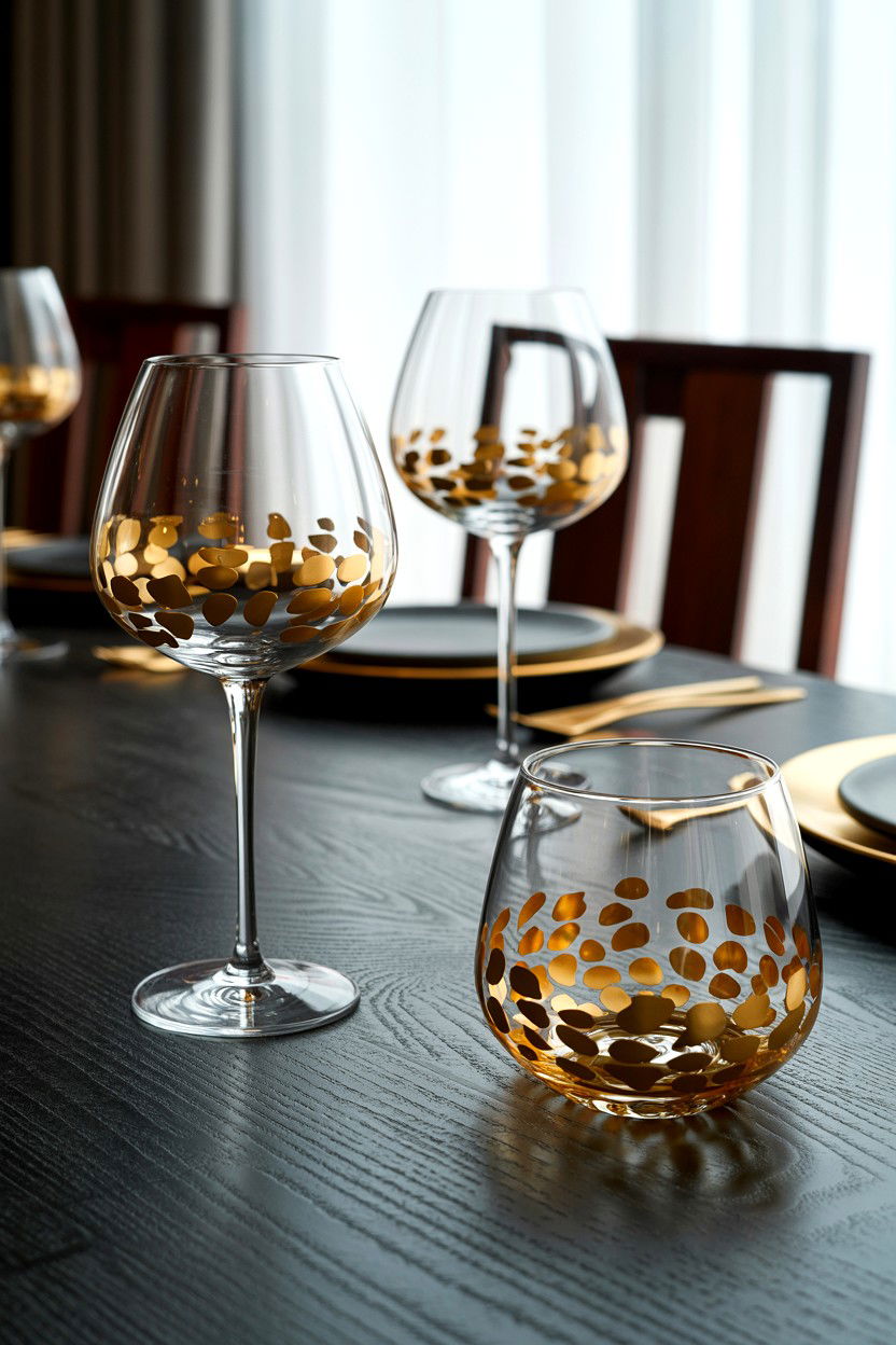 Gold leaf glassware - 25 Valentine's Day Glassware Ideas