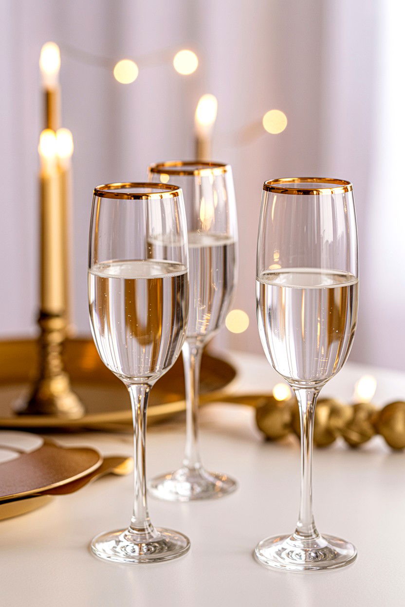 Gold rimmed flutes - 25 Valentine's Day Glassware Ideas