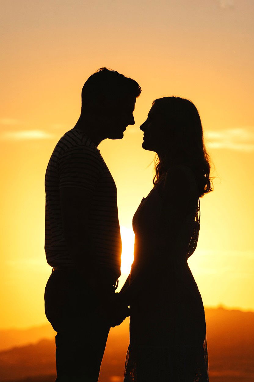 Golden Hour Silhouette - 25 Valentine's Day Outdoor Photo Ideas