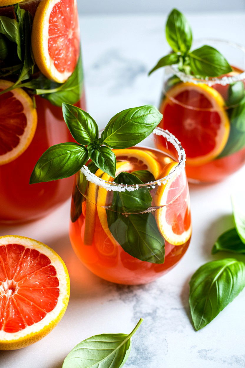Grapefruit Basil Sangria - 25 Valentine's Day Sangria Ideas