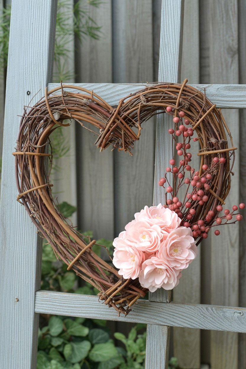 Grapevine Heart - 25 Simple Valentine's Day Wreath Ideas