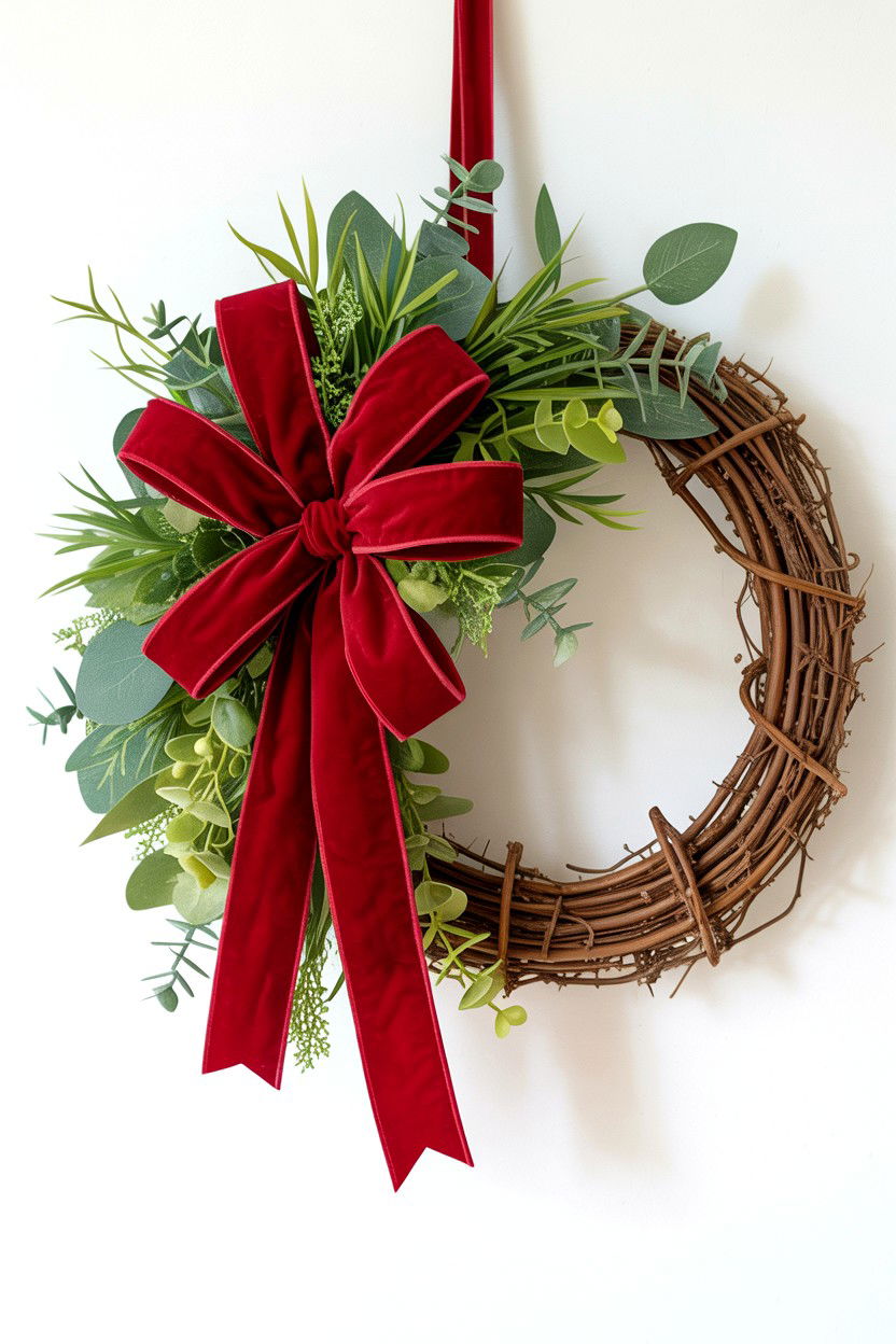 Grapevine Wreath With Ribbon Accents - 25 Ribbon Valentine's Day Wreath Ideas