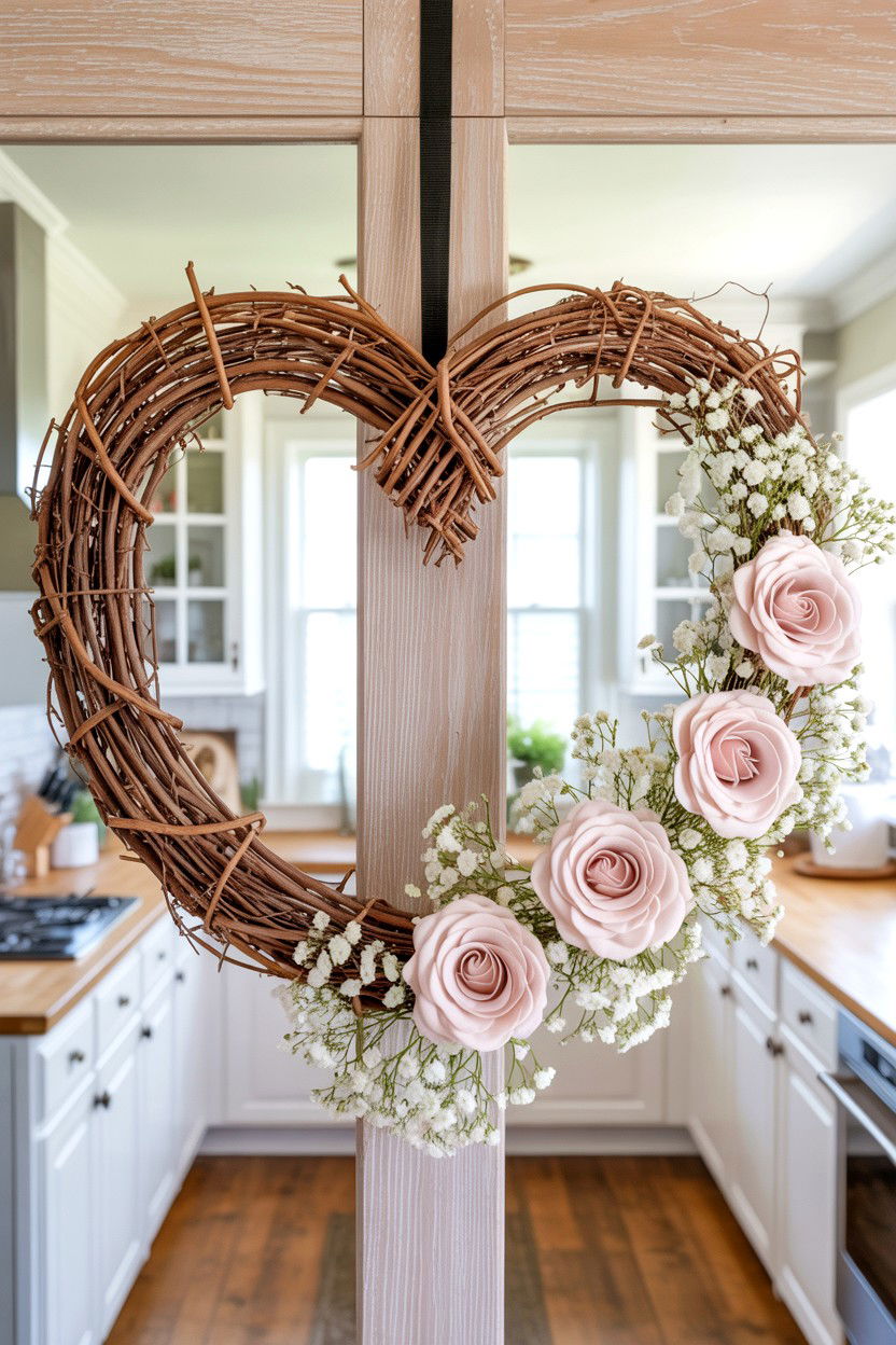 Grapevine heart wreath - 25 Farmhouse Valentine's Day Wreath Ideas