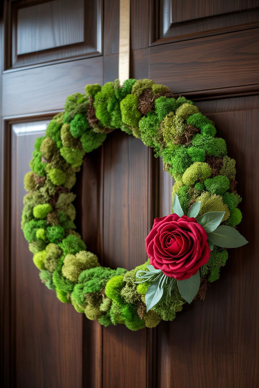 Green Moss - 25 Elegant Valentine's Day Wreath Ideas