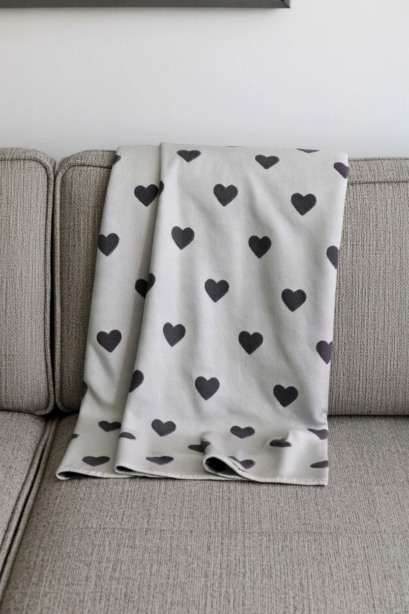 Grey heart pattern throw - 25 Valentine's Day Throw Blanket Ideas