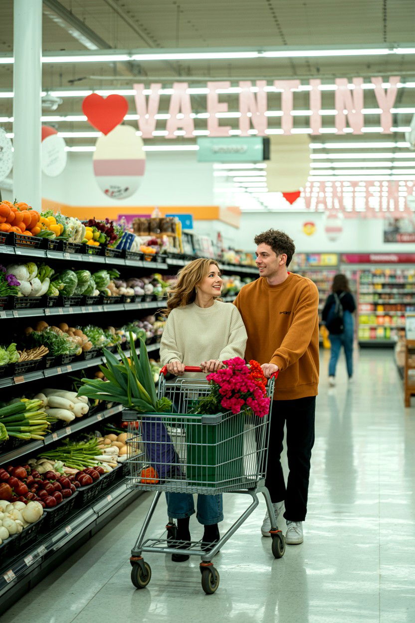 Grocery Store Run - 25 Valentine's Day Candid Photo Ideas