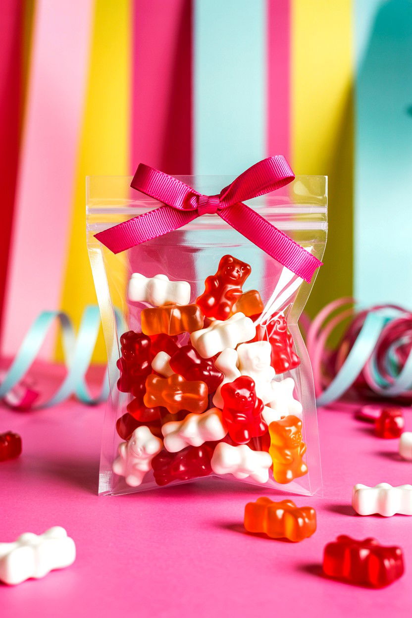 Gummy Bear Treat Bags - 25 Valentine's Day Cellophane Bag Ideas