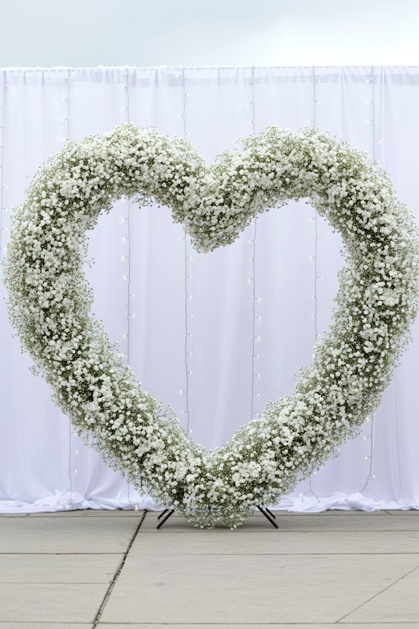 Gypsophila Heart Arch - 25 Valentine's Day Flower Heart Ideas