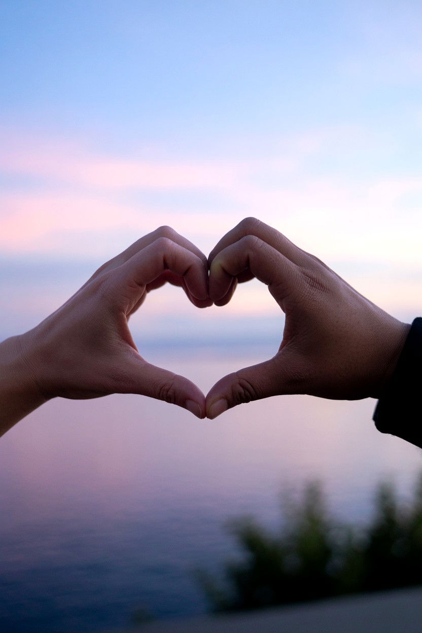 Half Heart Hand Gesture - 25 Long Distance Valentine's Day Photo Ideas