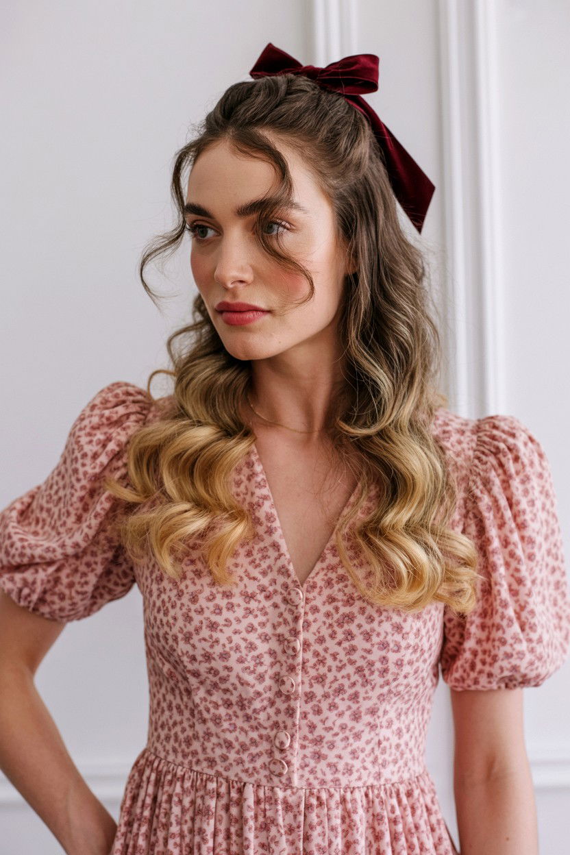 Half Up Half Down Waves - 25 Valentine's Day Soft Waves Ideas