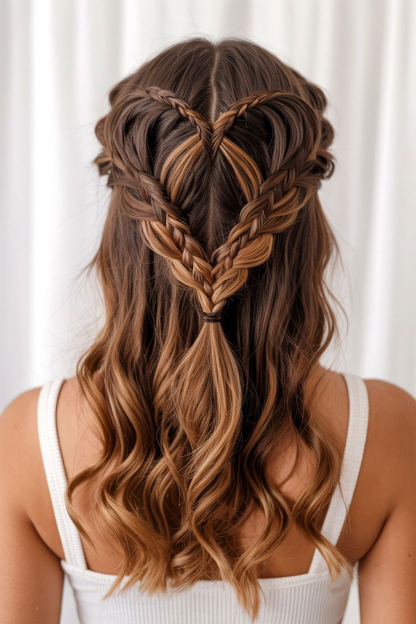 Half Up Heart Braid - 25 Heart Braid Valentine's Day Ideas