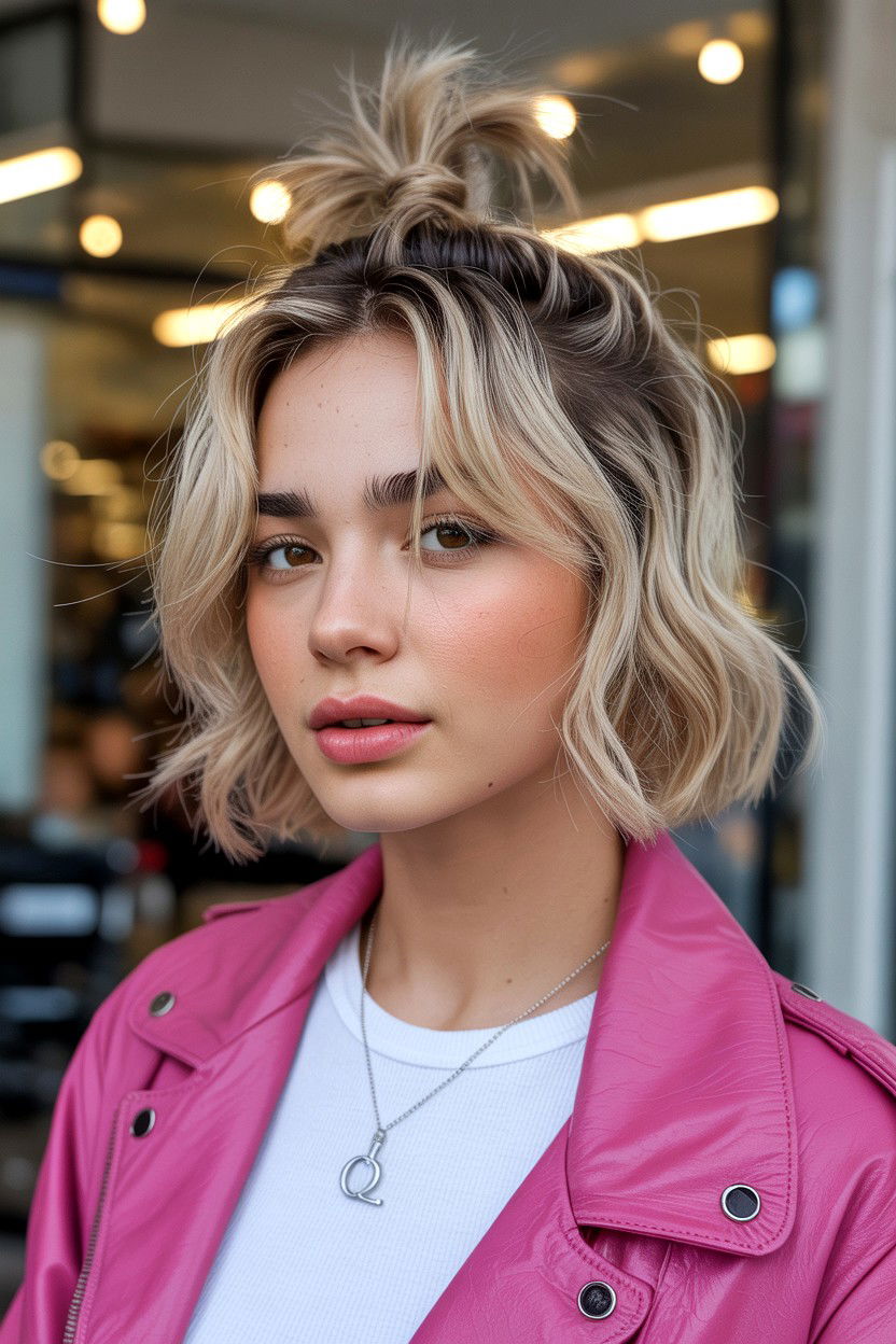 Half Up Top Knot Short Hair - 25 Valentine's Day Short Hair Ideas