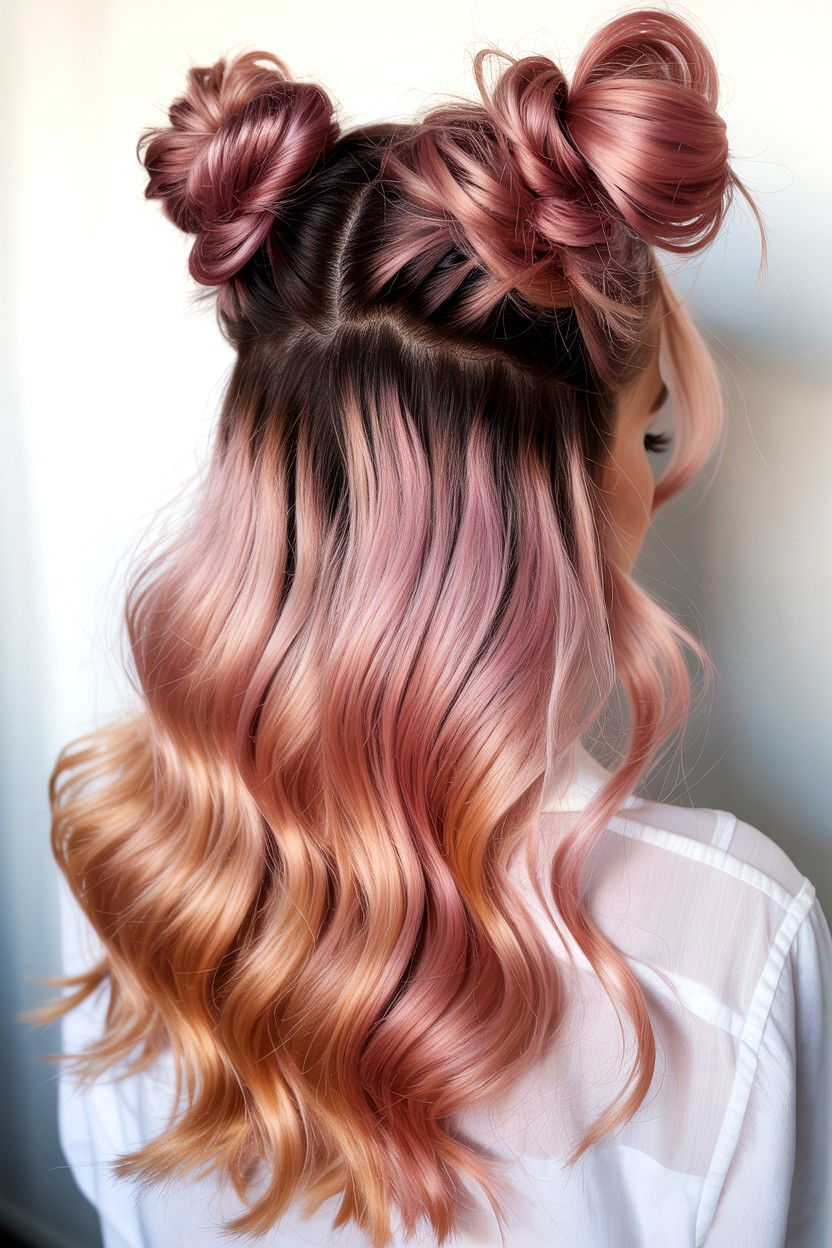 Half up space buns - 25 Valentine's Day Space Buns Ideas