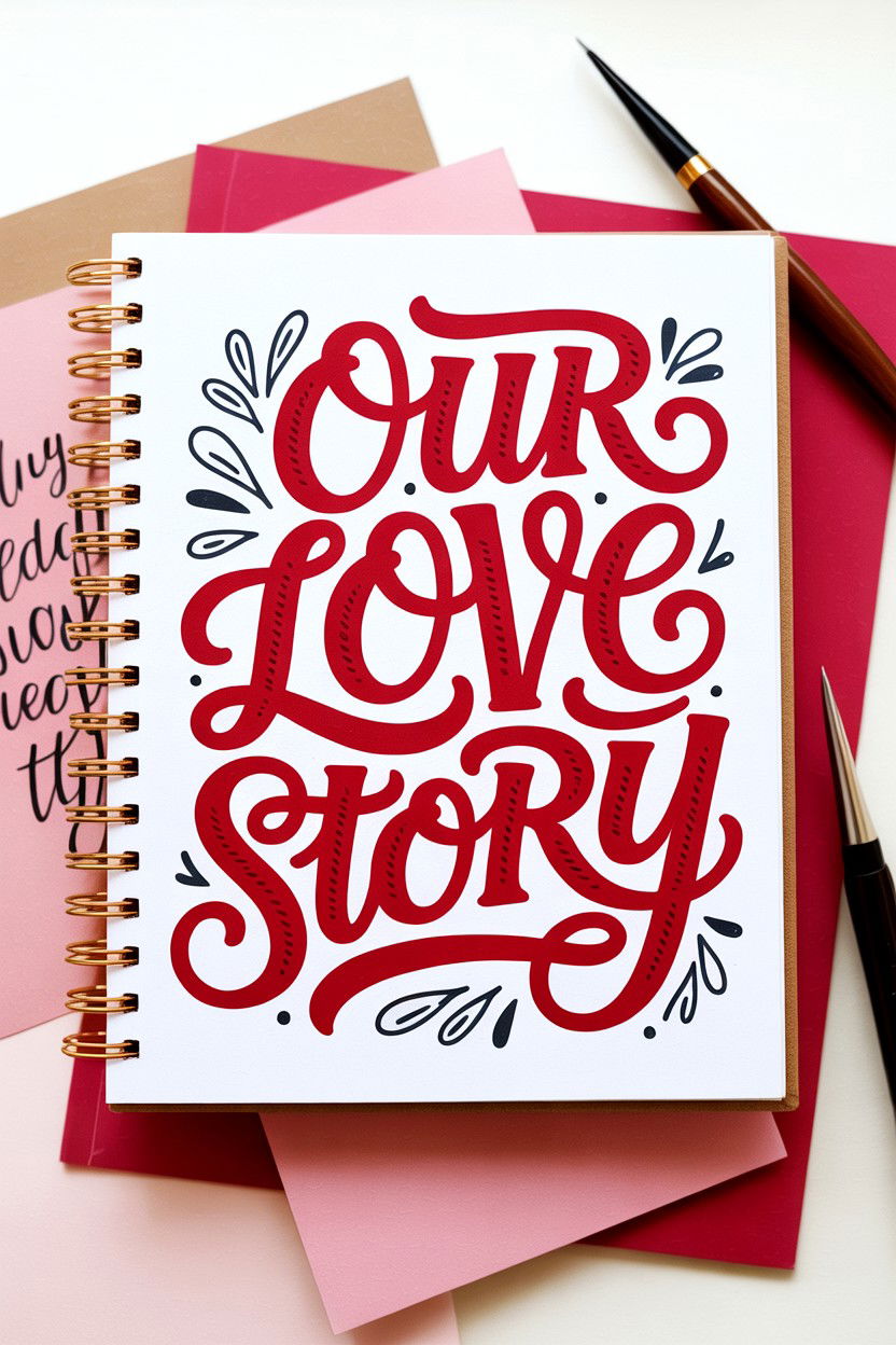 Hand Lettered Scrapbook Title - 25 Valentine's Day Scrapbook Layout Ideas