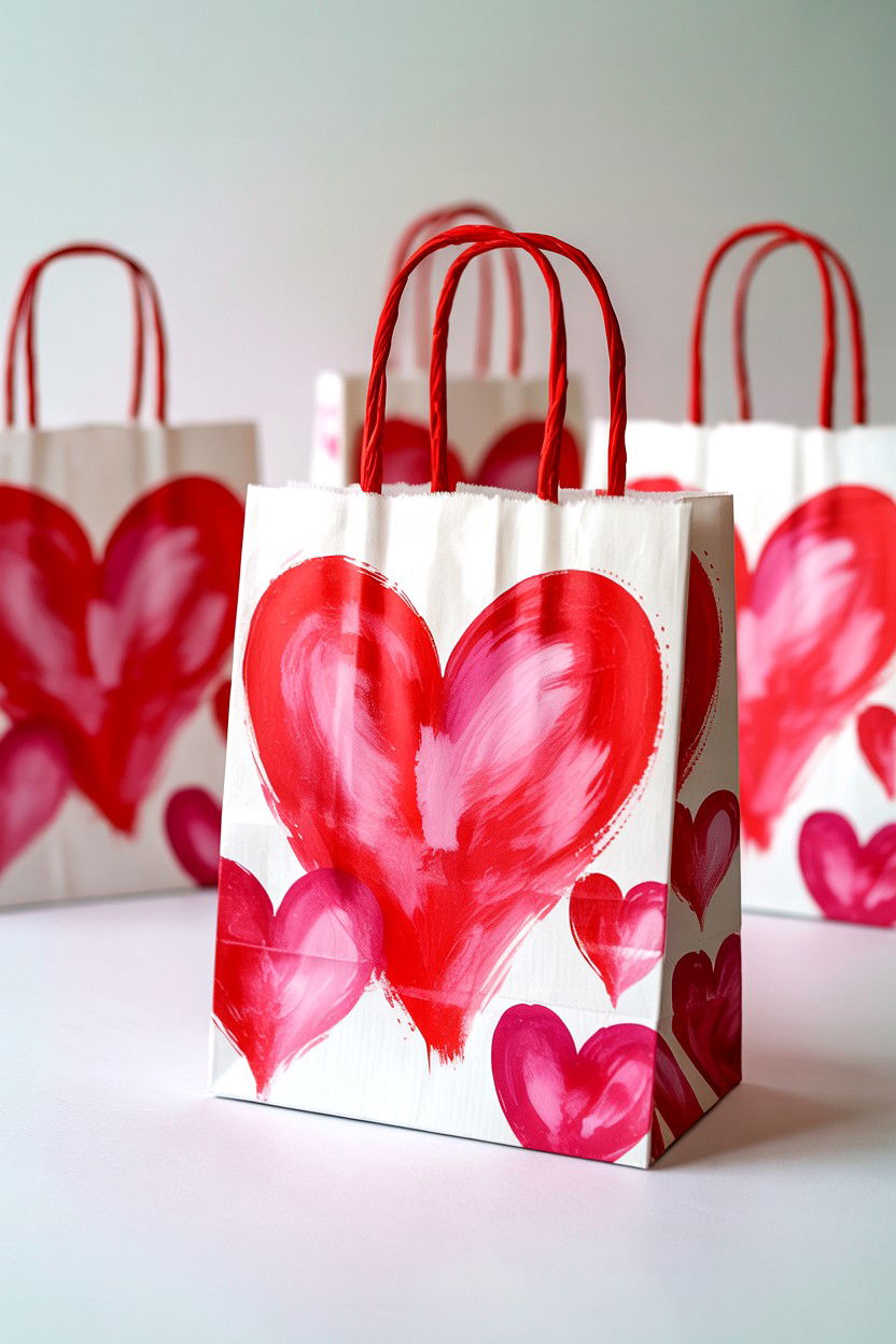 Hand Painted Paper Bags - 25 Valentine's Day Candy Bag Ideas