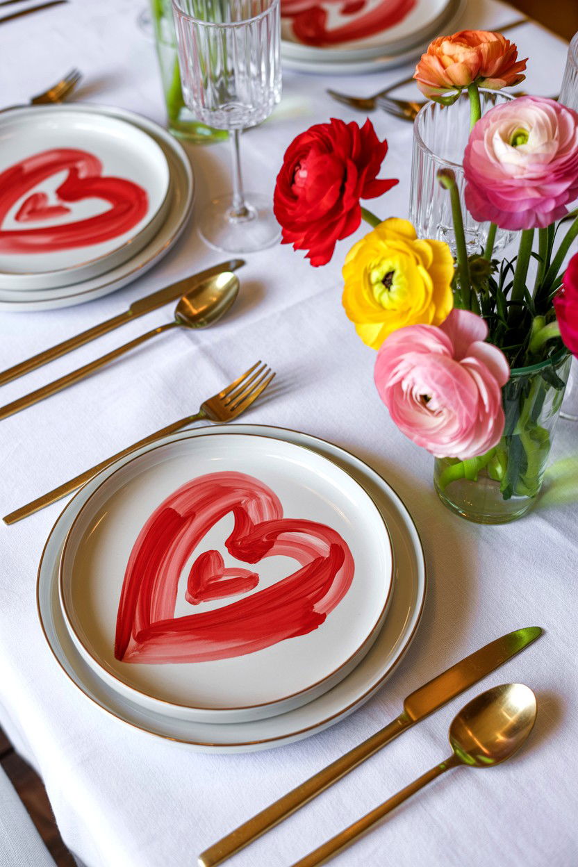 Hand Painted Plates - 25 Valentine's Day Dinnerware Ideas