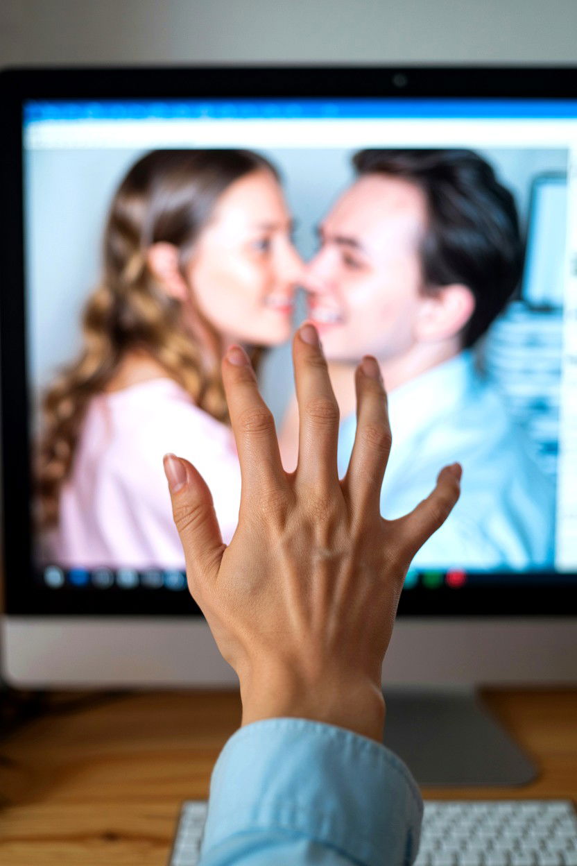 Hand Reaching For Screen - 25 Long Distance Valentine's Day Photo Ideas