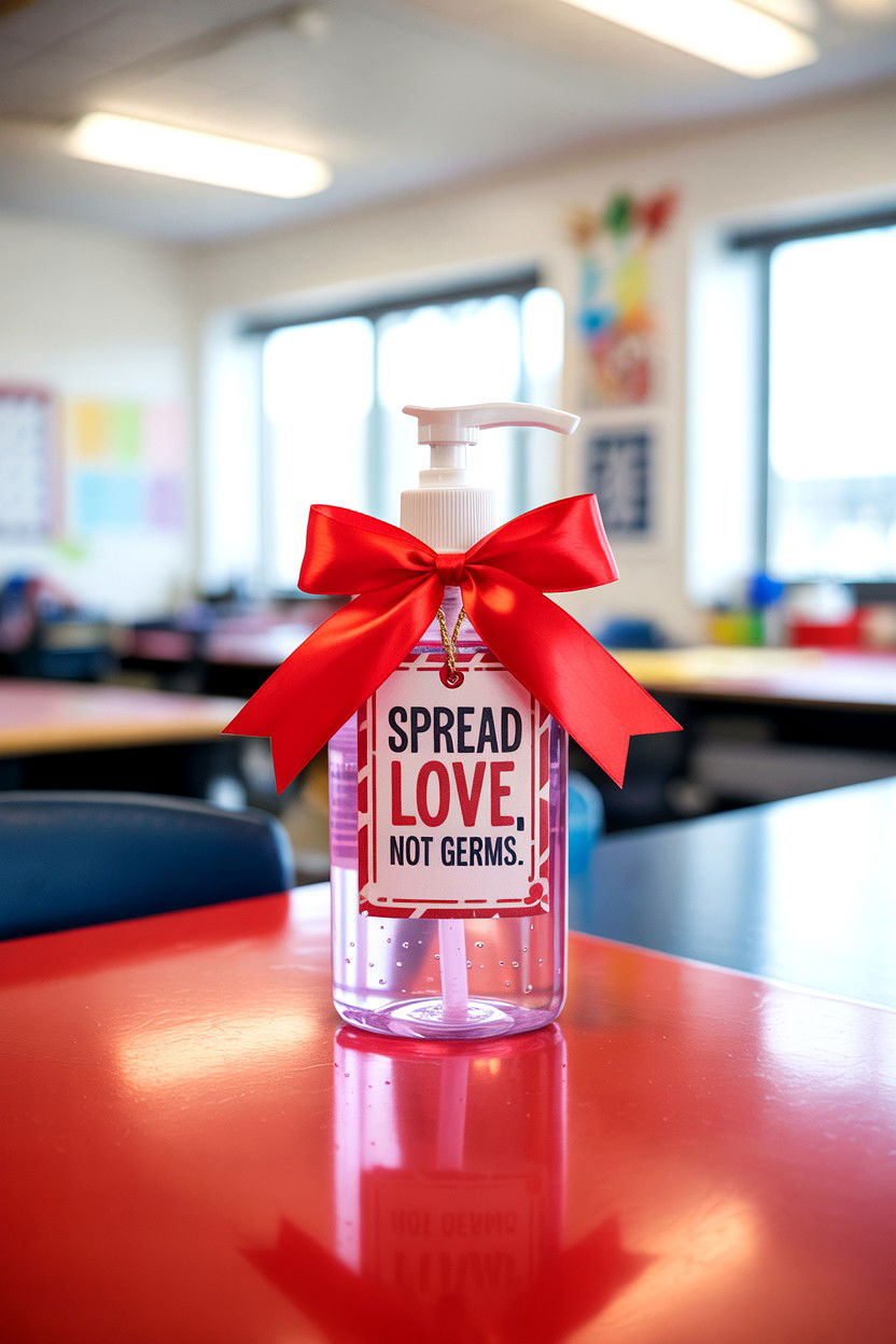 Hand Sanitizer Bottle - 25 Valentine's Day Teacher Treat Ideas