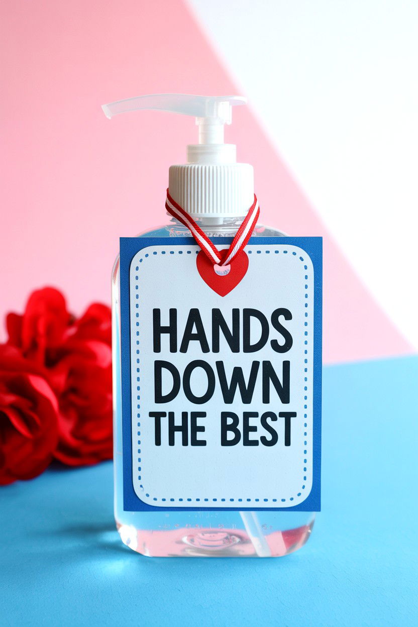 Hand Sanitizer Teacher Valentine Tag - 25 Valentine's Day Teacher Gift Tag Ideas