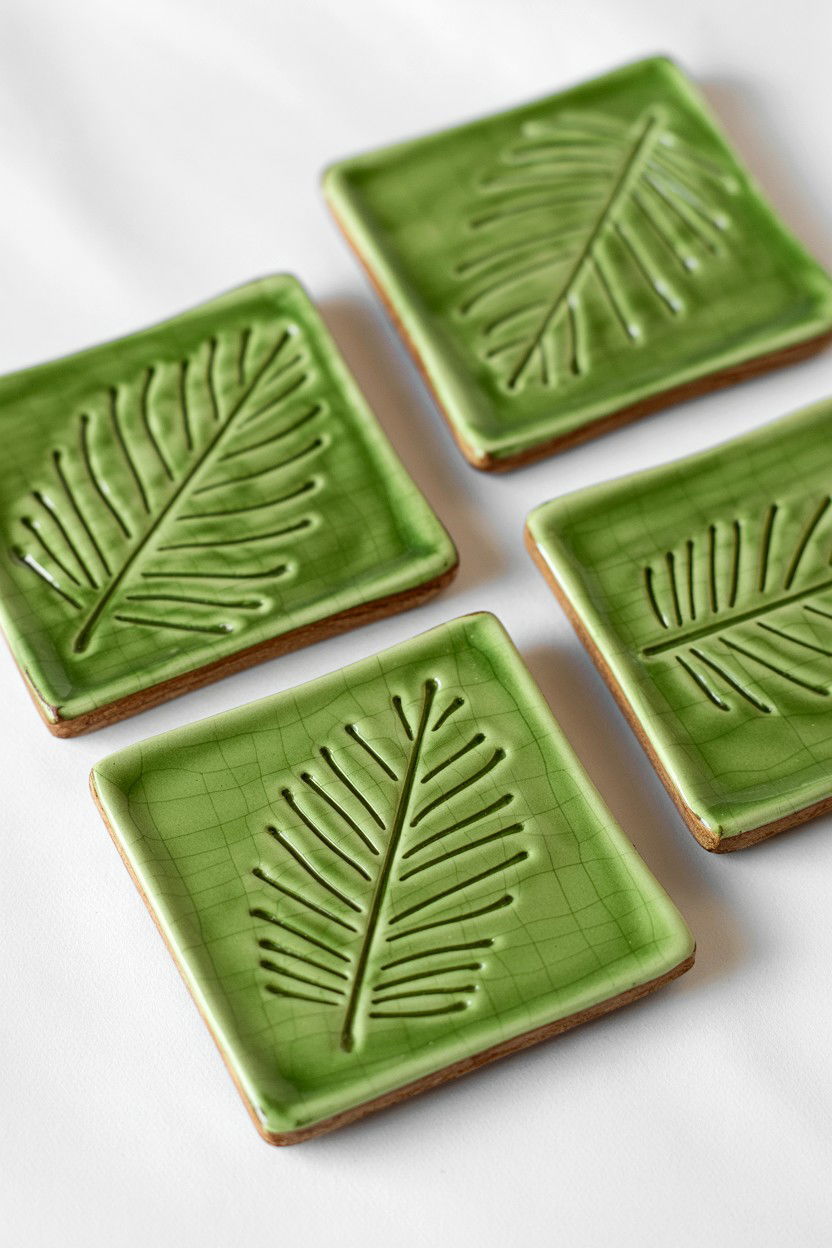 Hand stamped clay coasters - 25 Valentine's Day Pottery Class Ideas