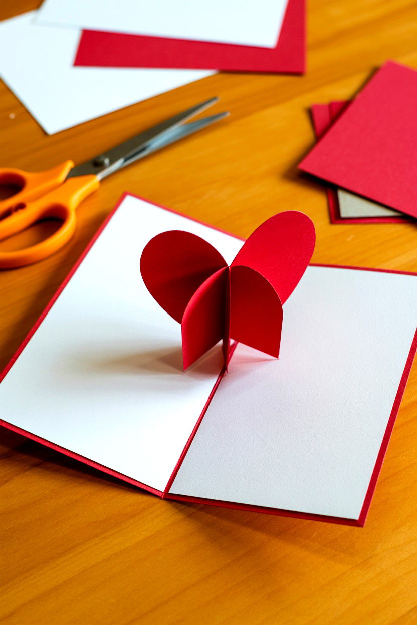 Handmade Heart Pop Up - 25 Easy Valentine's Day Card Ideas