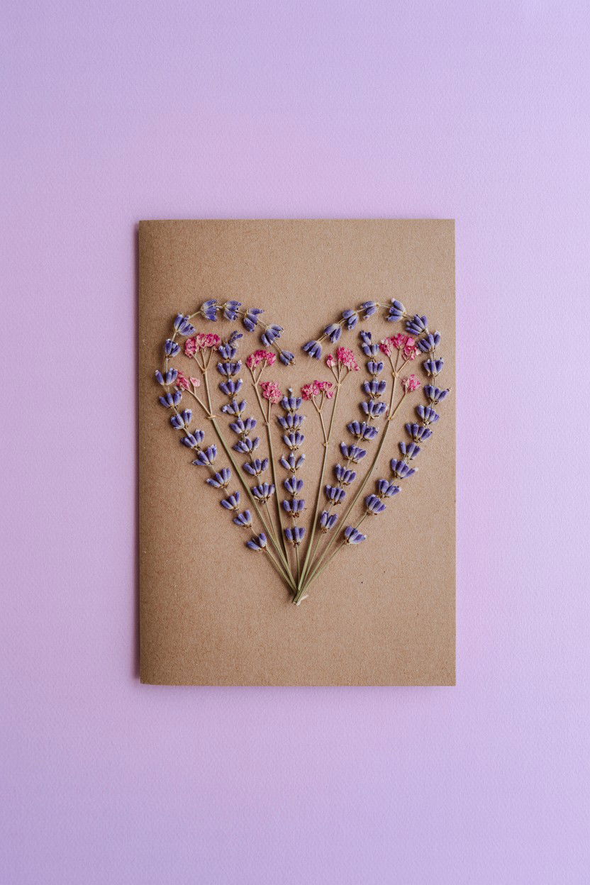 Handmade Pressed Flower Card - 25 Modern Valentine's Day Card Ideas