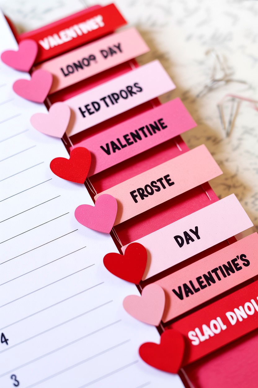Handmade Valentine Planner Tabs - 25 Valentine's Day Planner Ideas
