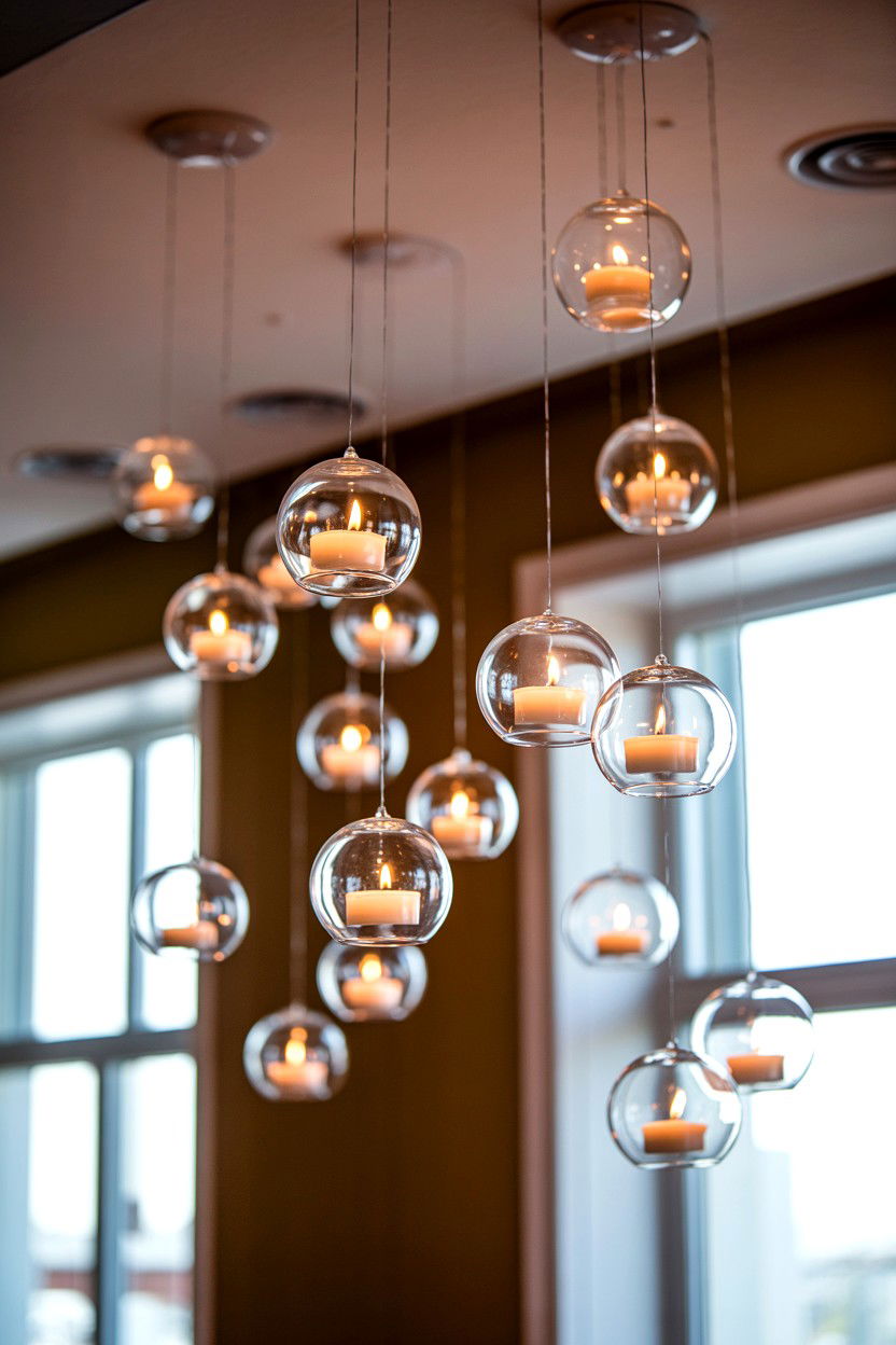 Hanging Candle Orbs - 25 Valentine's Day Candle Display Ideas