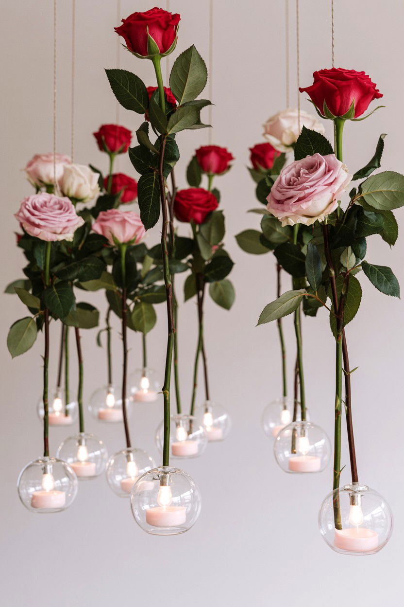 Hanging Floral Installation - 25 Valentine's Day Reception Ideas