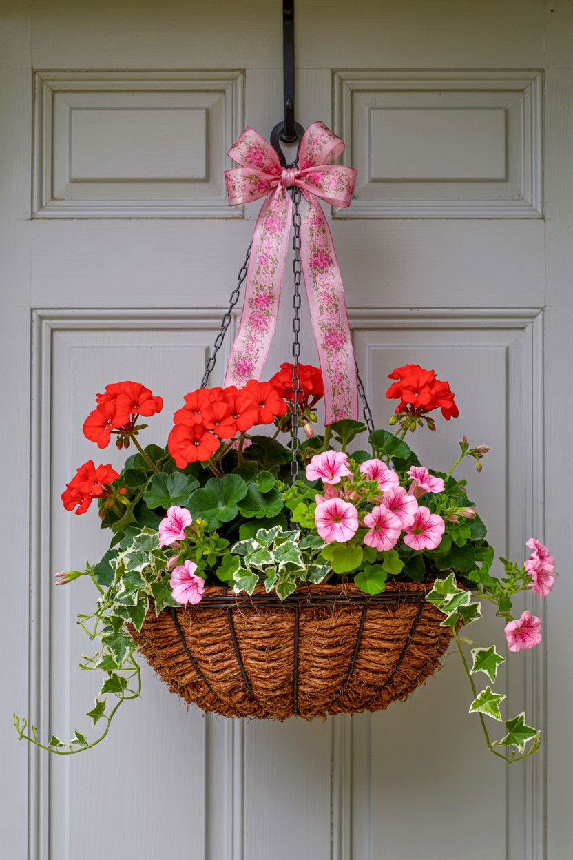 Hanging Flower Basket For Door - 25 Valentine's Day Door Decorations