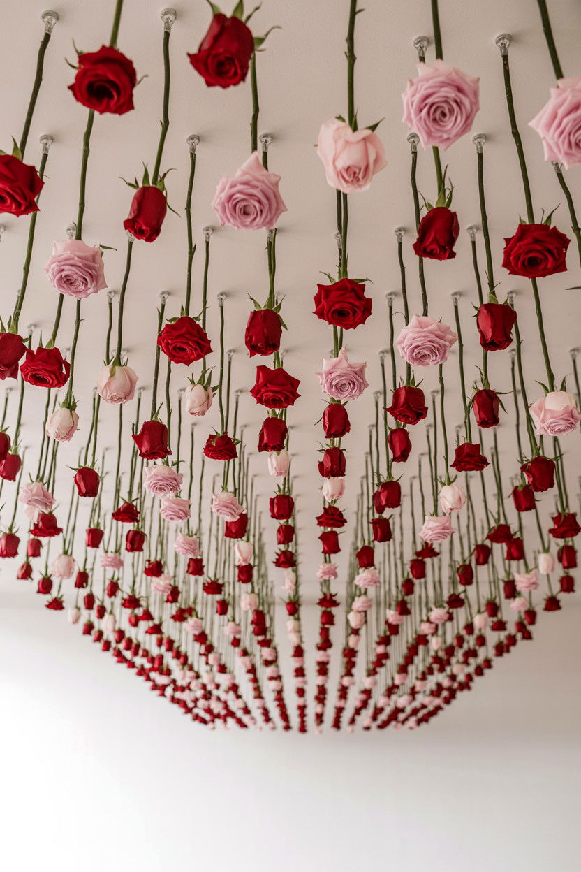 Hanging Flower Installation - 25 Valentine's Day Wedding Flower Ideas