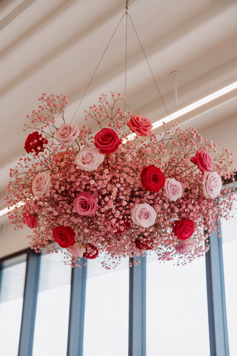 Hanging Flower Installation - 25 Valentine's Day Wedding Decor Ideas